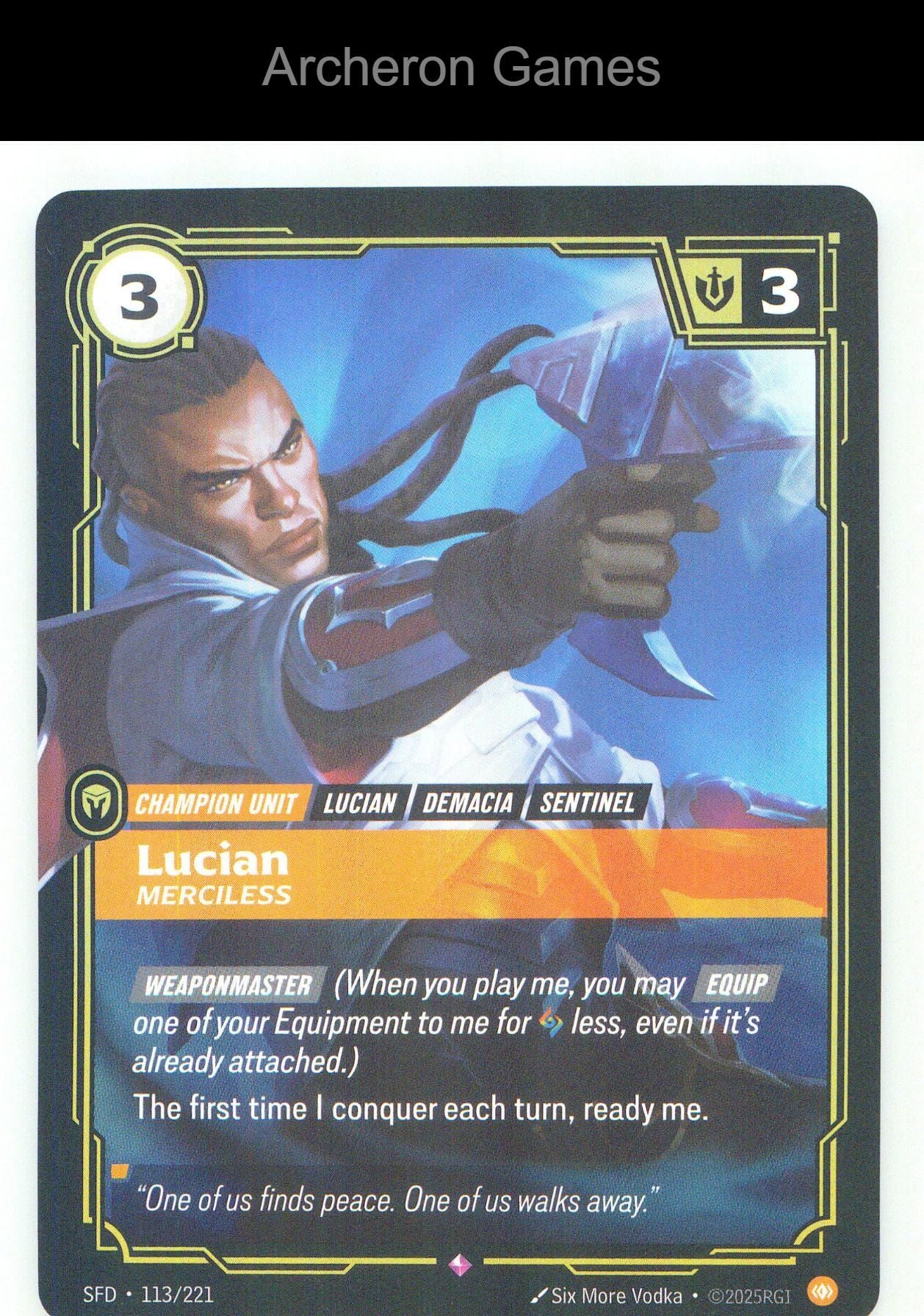 Lucian - Merciless SFD 113/221 R Spiritforged Riftbound Card Foil