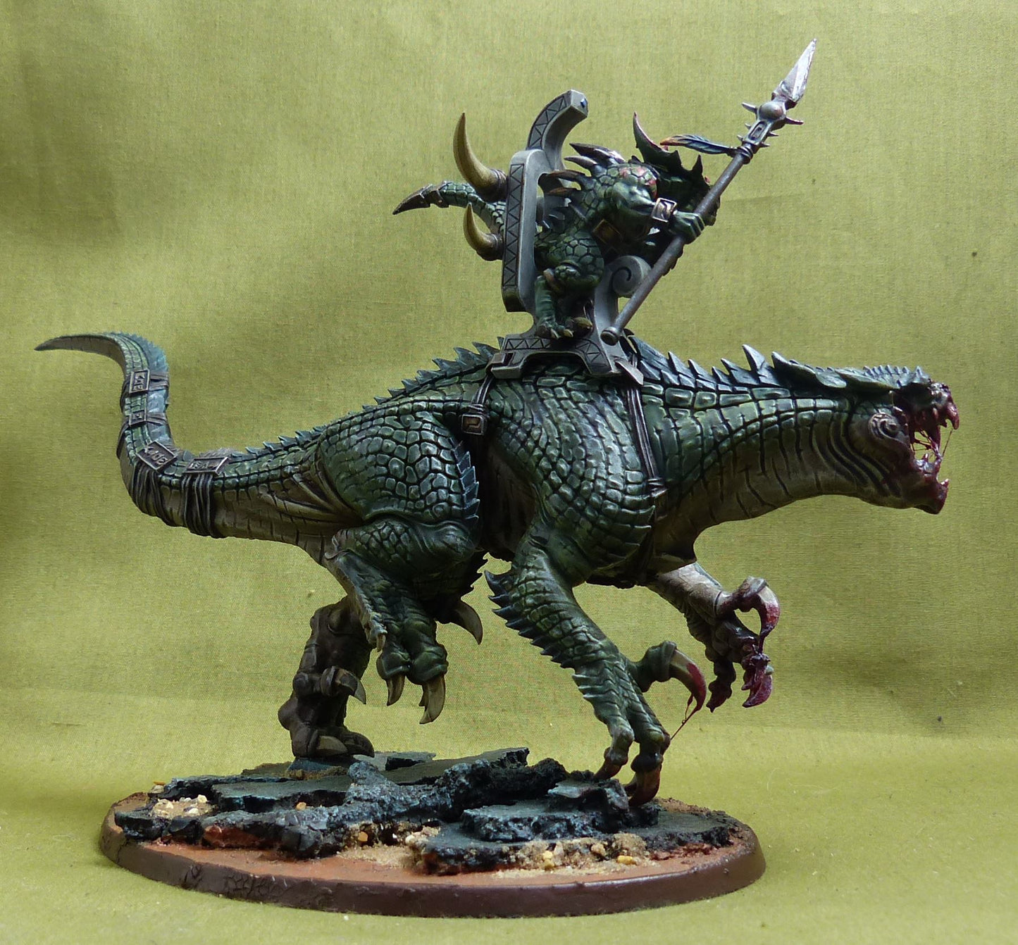 Saurus Scar-Veteran on Carnosaur painted - Seraphon - Warhammer Aos #2LZ