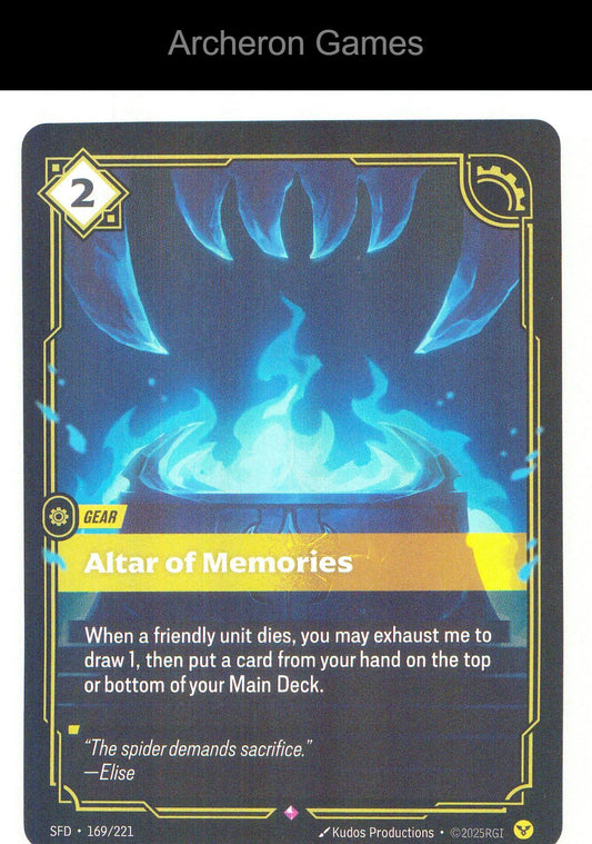 Altar of Memories SFD 169/221 R Spiritforged Riftbound Card Foil