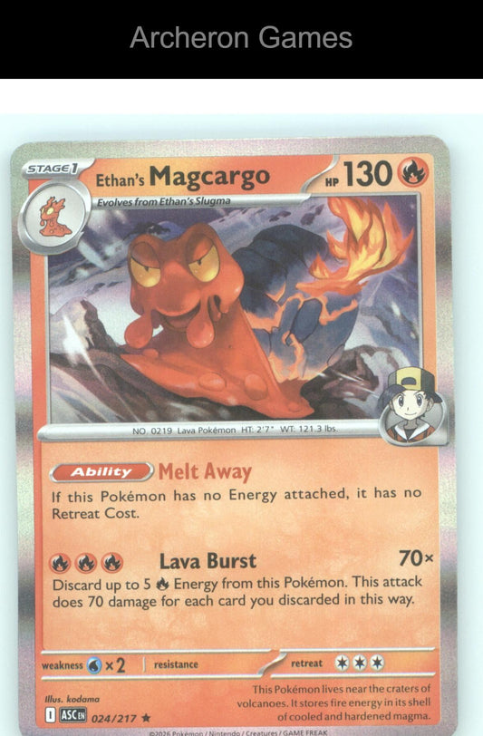Pokemon Card Ethan's Magcargo ASC 024/217 R Ascended Heroes Holo