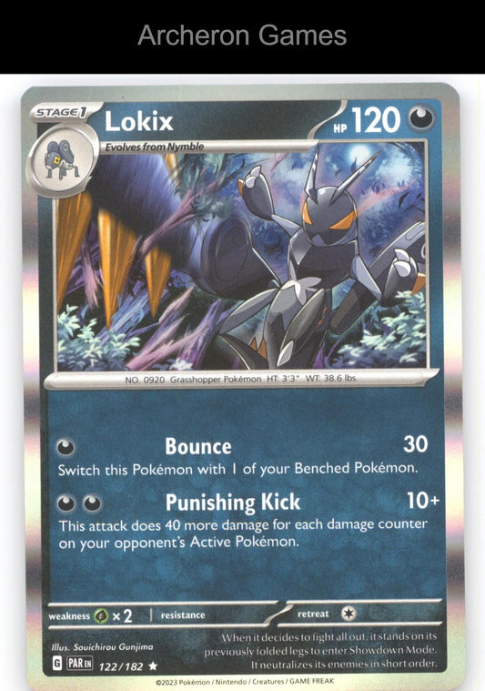 Pokemon Card Lokix PAR 122/182 R Paradox Rift Holo