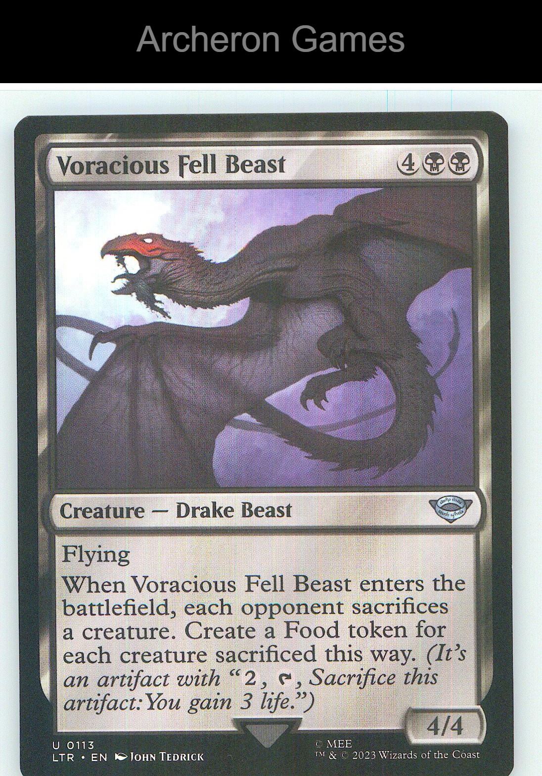 Voracious Fell Beast LTR 113 UC MTG Card NM/EX+