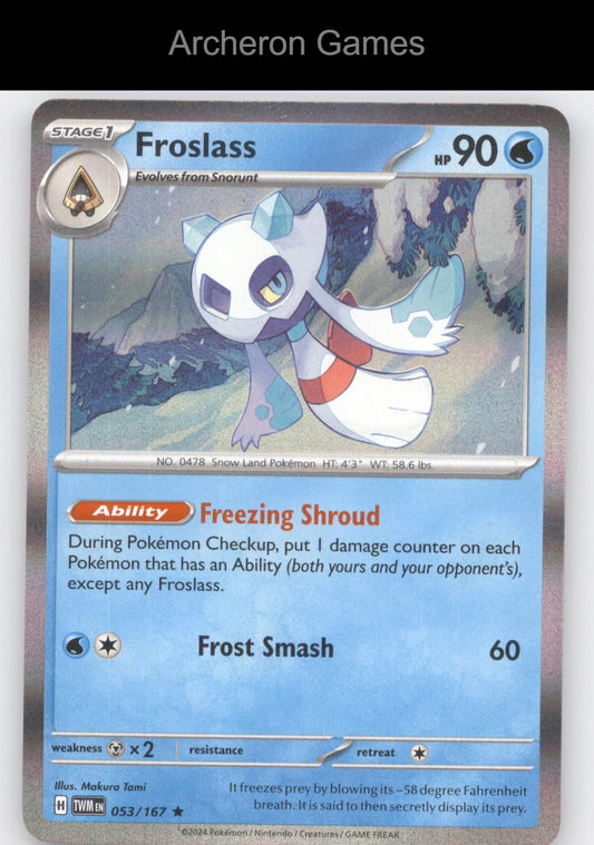 Pokemon Card Froslass TWM 053/167 R Twilight Masquerade Holo