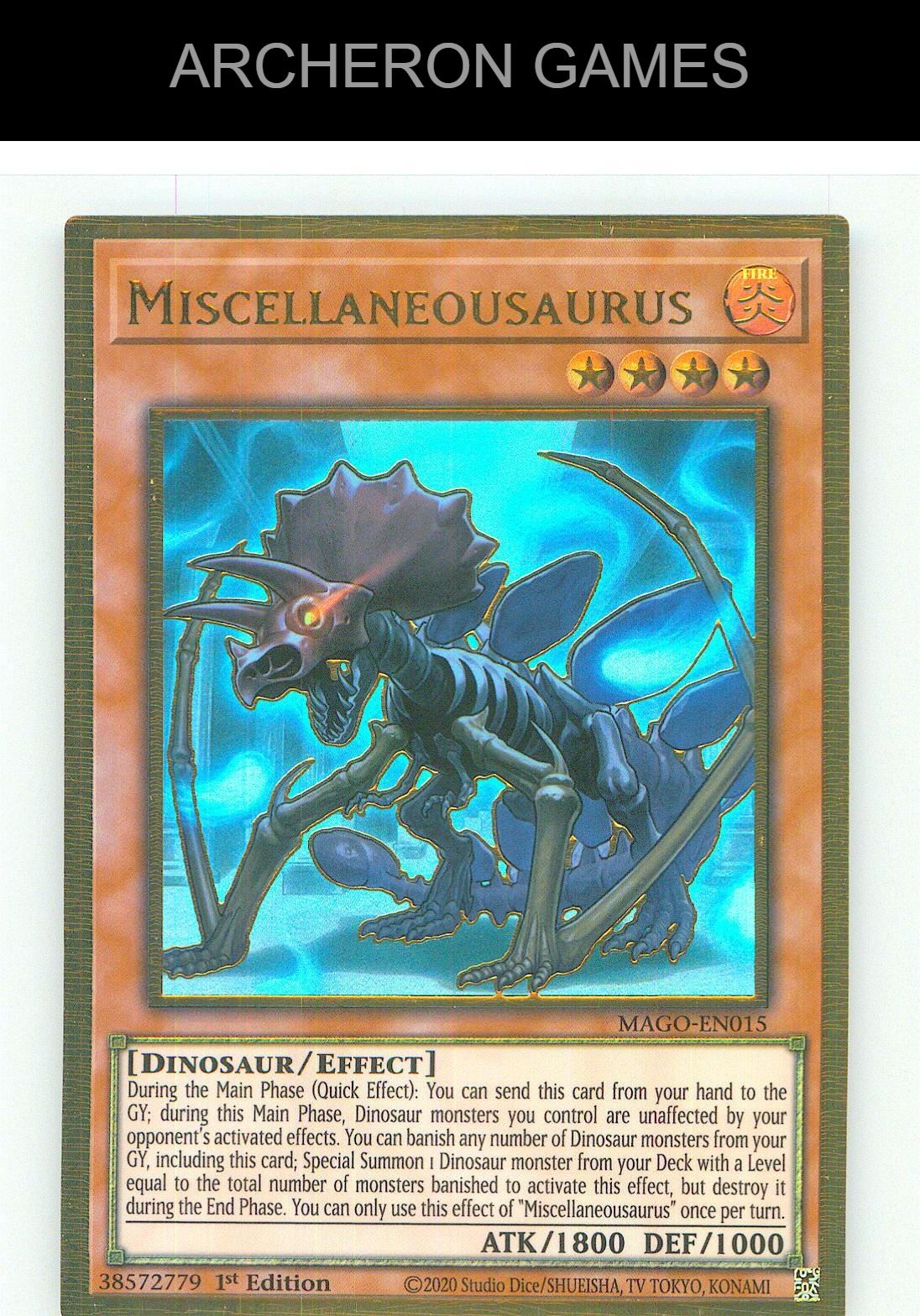 Miscellaneousaurus Premium Gold Rare YUGIOH Card 1st Edition