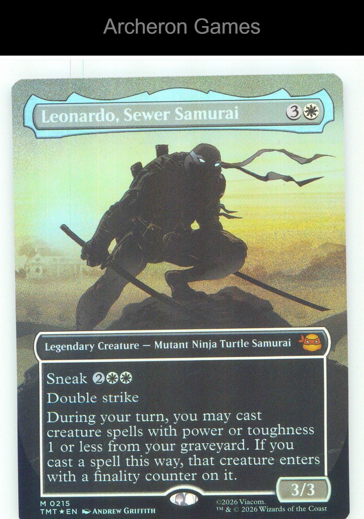 Leonardo, Sewer Samurai (Borderless) TMT 0215 Mythic MTG Card NM/EX+ Foil