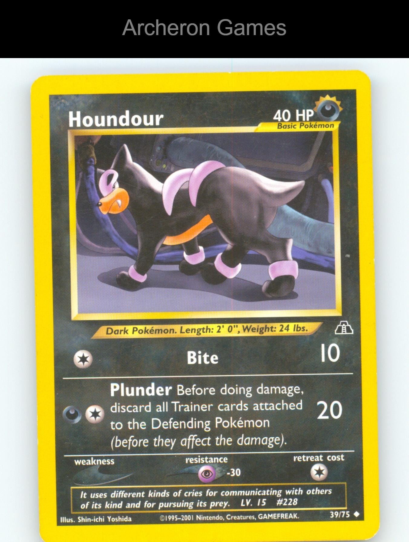 Pokemon Card Houndour N2 39/75 UC Neo Discovery Unlimited