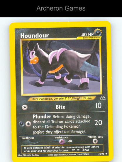 Pokemon Card Houndour N2 39/75 UC Neo Discovery Unlimited