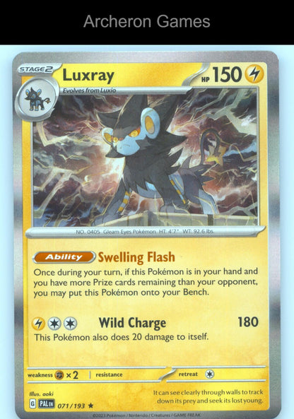 Pokemon Card Luxray PAL 071/193 R Paldea Evolved Holo