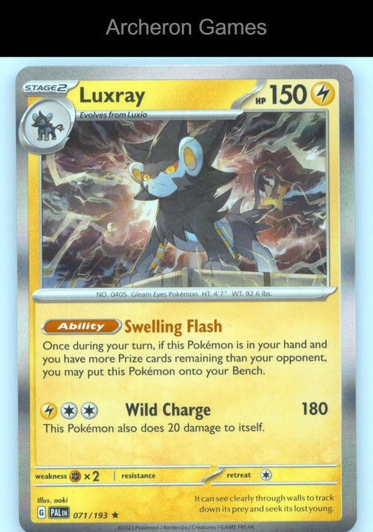 Pokemon Card Luxray PAL 071/193 R Paldea Evolved Holo