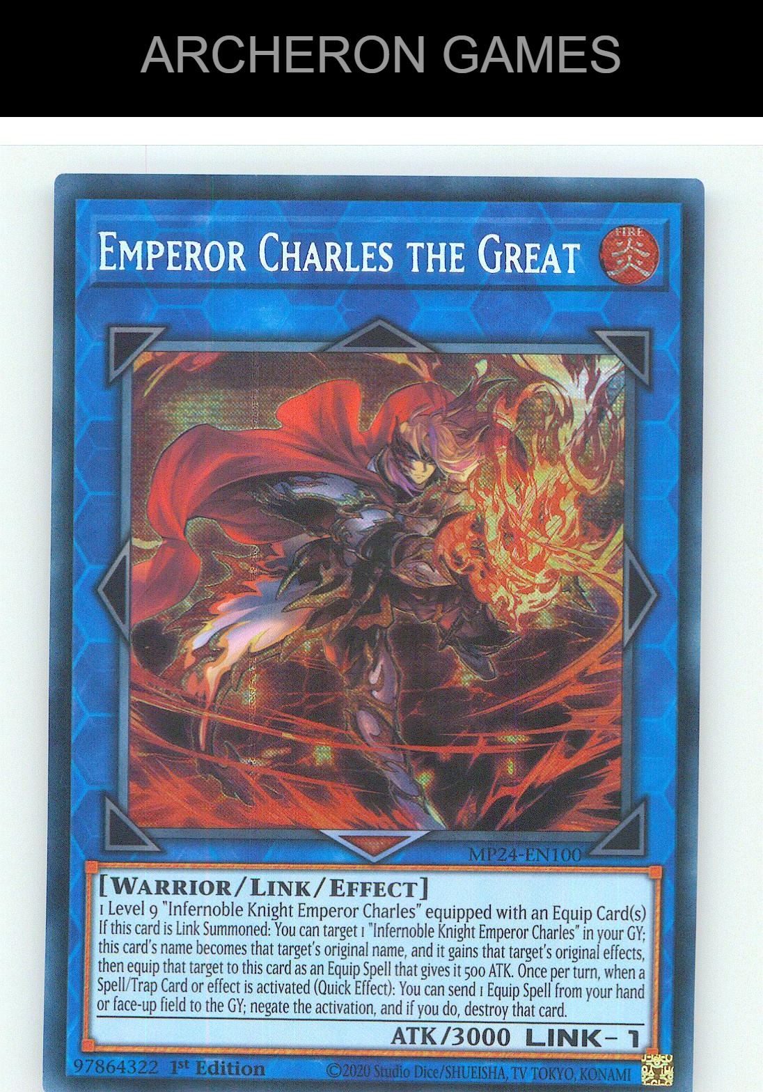 Emperor Charles the Great Prismatic Secret Rare YUGIOH Card 1st Edition