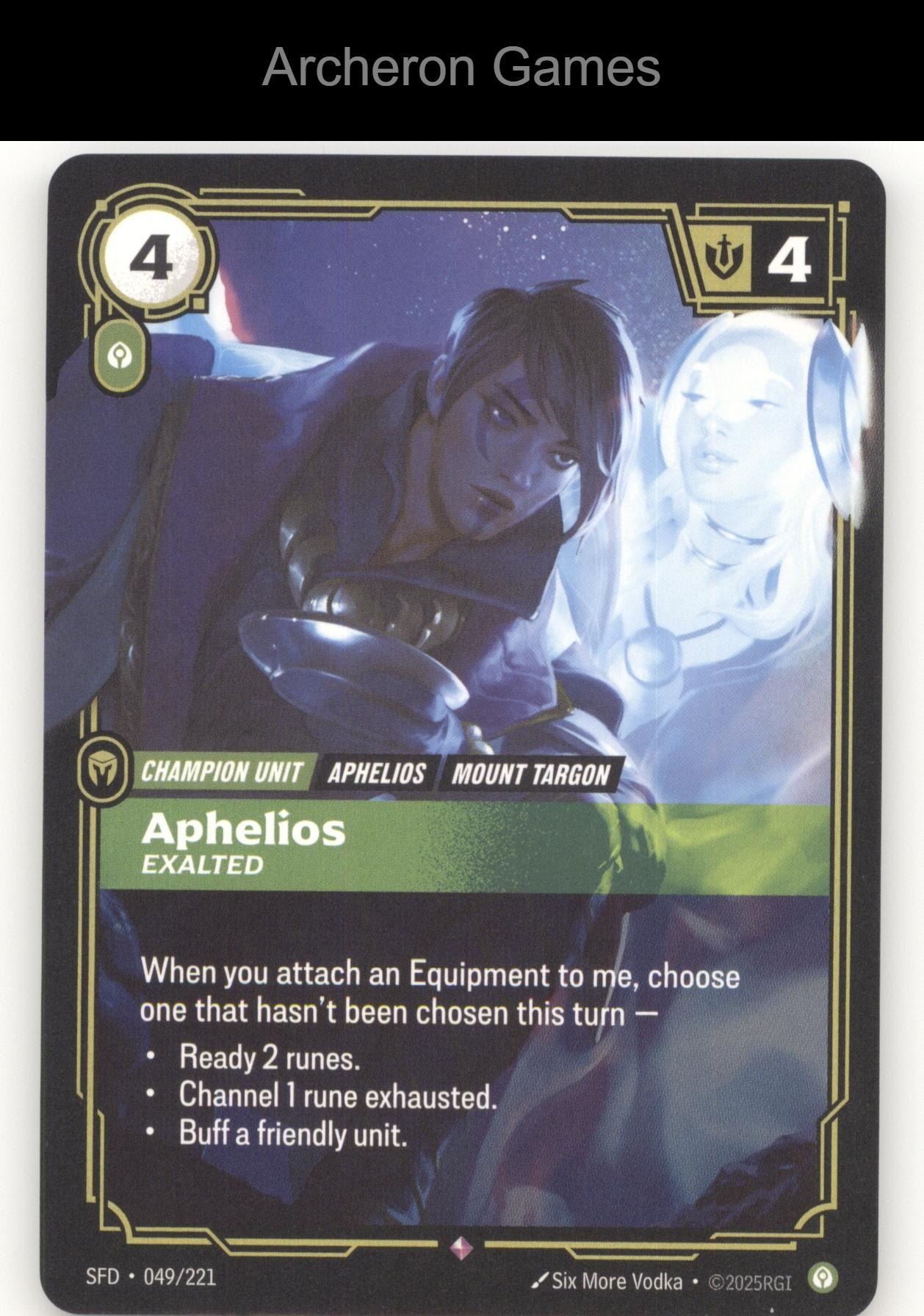 Aphelios - Exalted SFD 049/221 R  Card Spiritforged