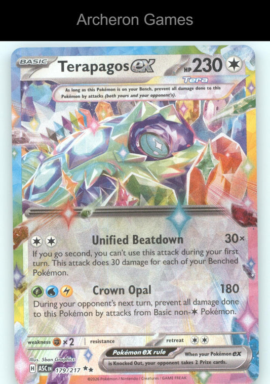 Pokemon Card Terapagos ex ASC 179/217 Double Rare Ascended Heroes Holo