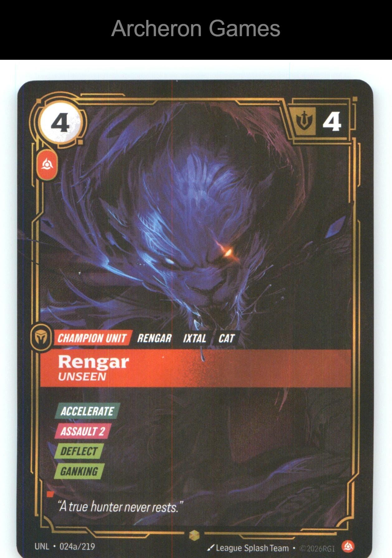 Rengar - Unseen (Alternate Art) UNL 024a/219 Unleashed Riftbound Card Foil
