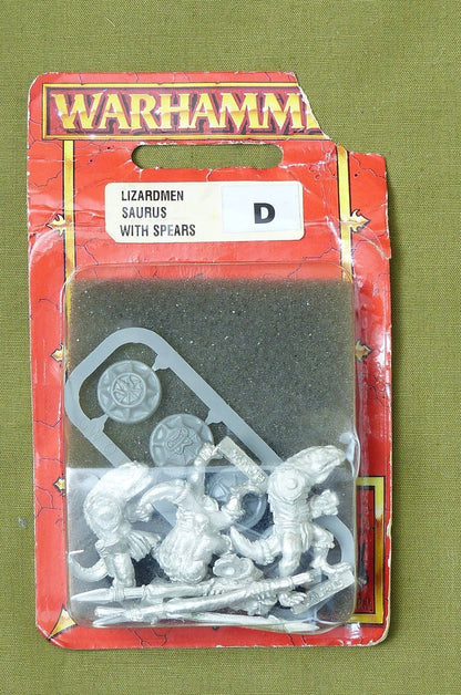 Classic Metal Lizardmen Saurus With Spear OOP - Warhammer Fantasy #3ID