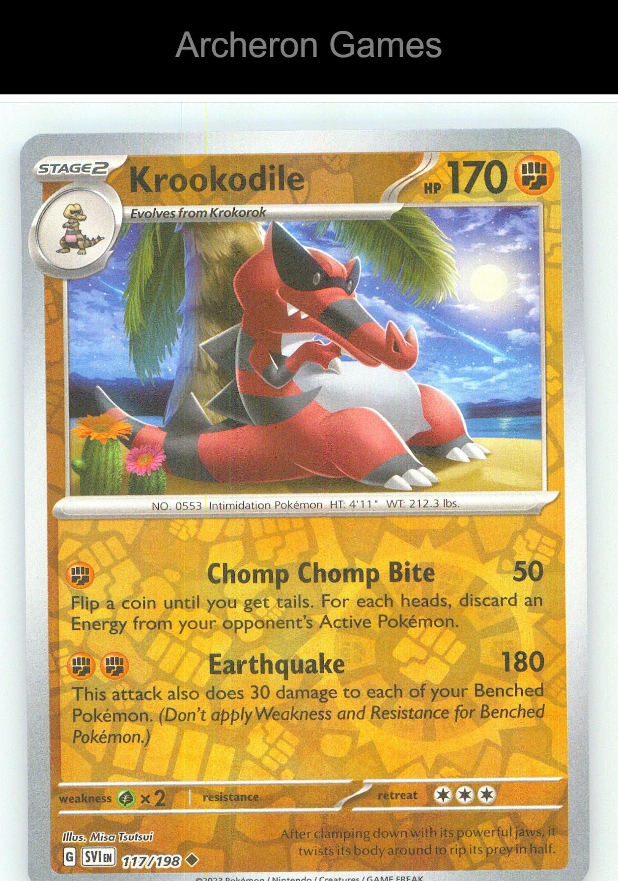 Pokemon Card Krookodile SVI 117/198 UC Scarlet & Violet Reverse Holo
