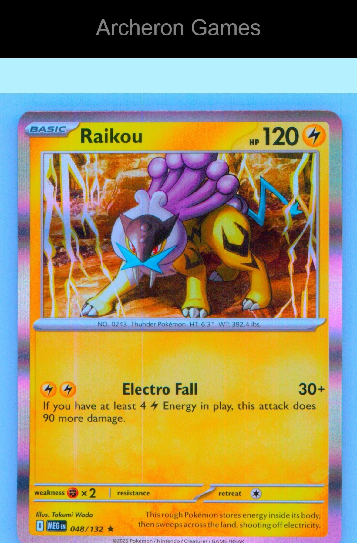 Pokemon Card Raikou MEG 048/132 R Mega Evolution Holo