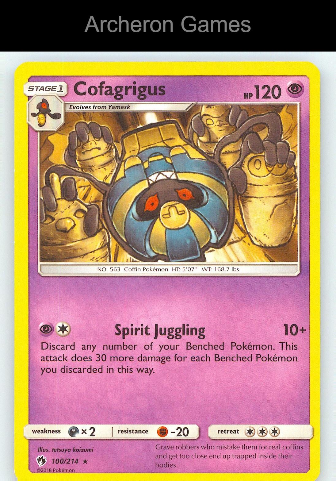 Pokemon Card Cofagrigus LOT 100/214 R Lost Thunder
