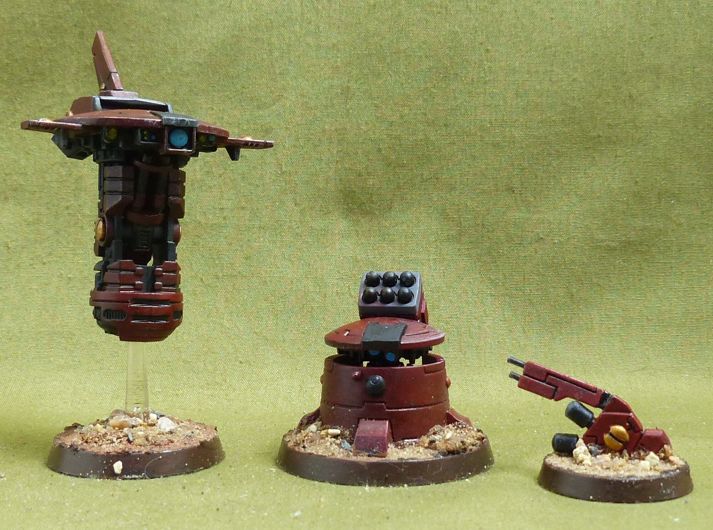 Recon Drone and tactical support turrets painted - Tau Empire - Warhammer 40K #F8