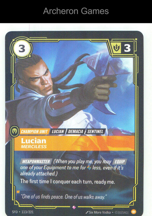 Lucian - Merciless SFD 113/221 R Spiritforged Riftbound Card Foil