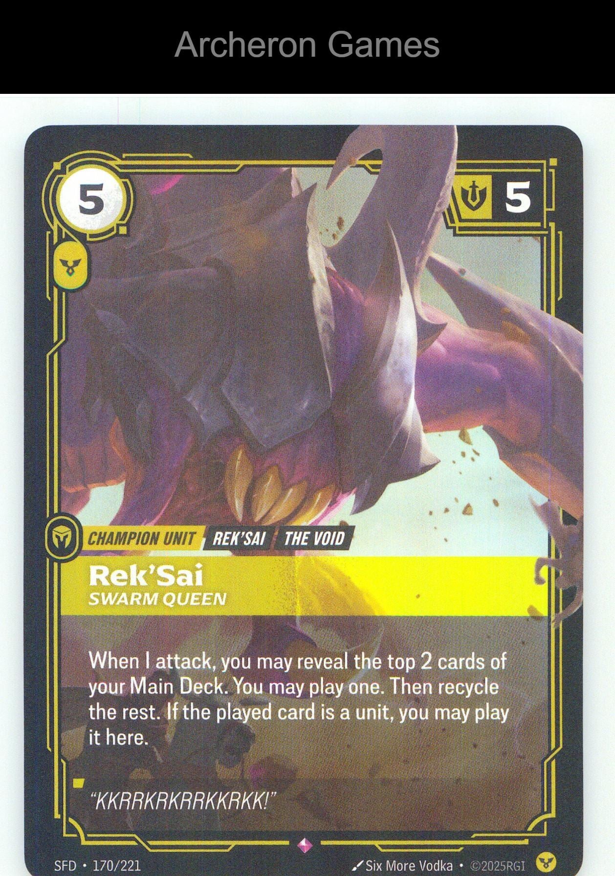Rek'Sai - Swarm Queen SFD 170/221 R Spiritforged Riftbound Card Foil