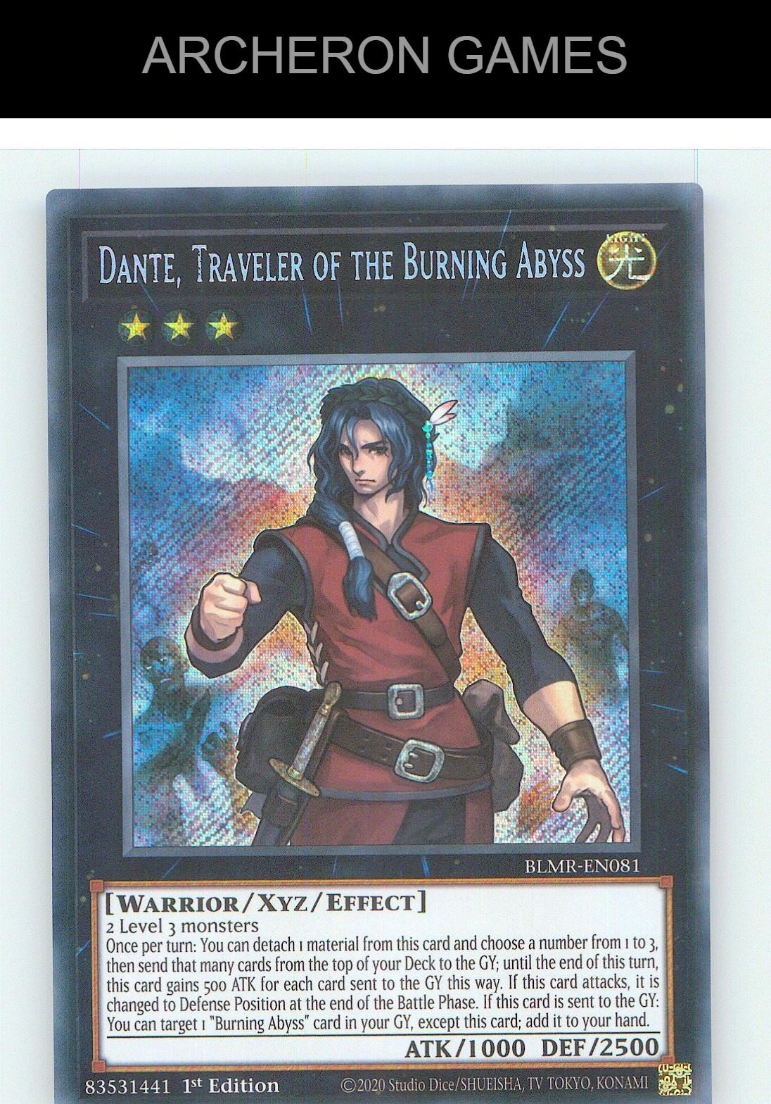 Dante, Traveler of the Burning Abyss SEC YUGIOH Card 1st Edition