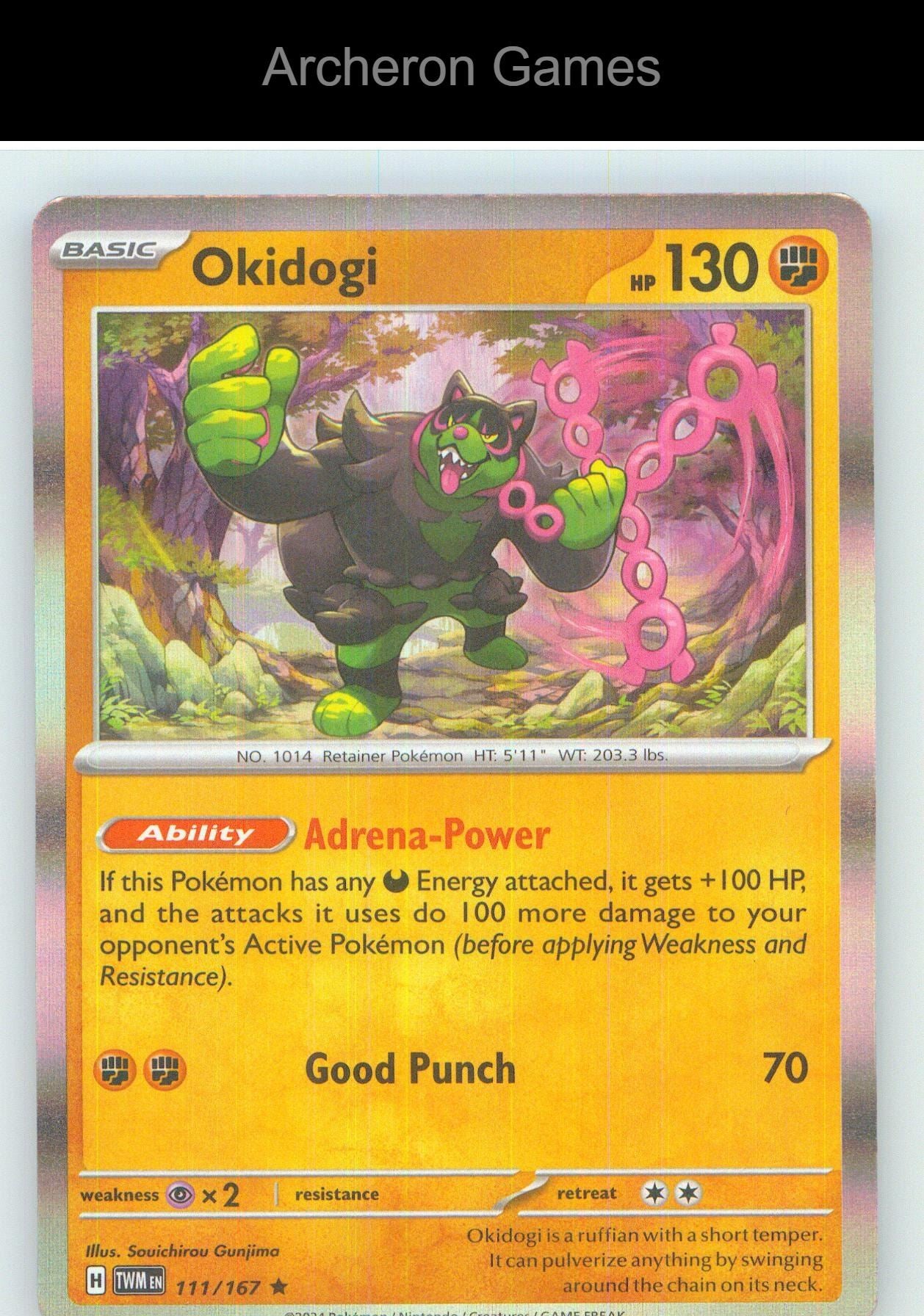 Pokemon Card Okidogi TWM 111/167 R Twilight Masquerade Holo