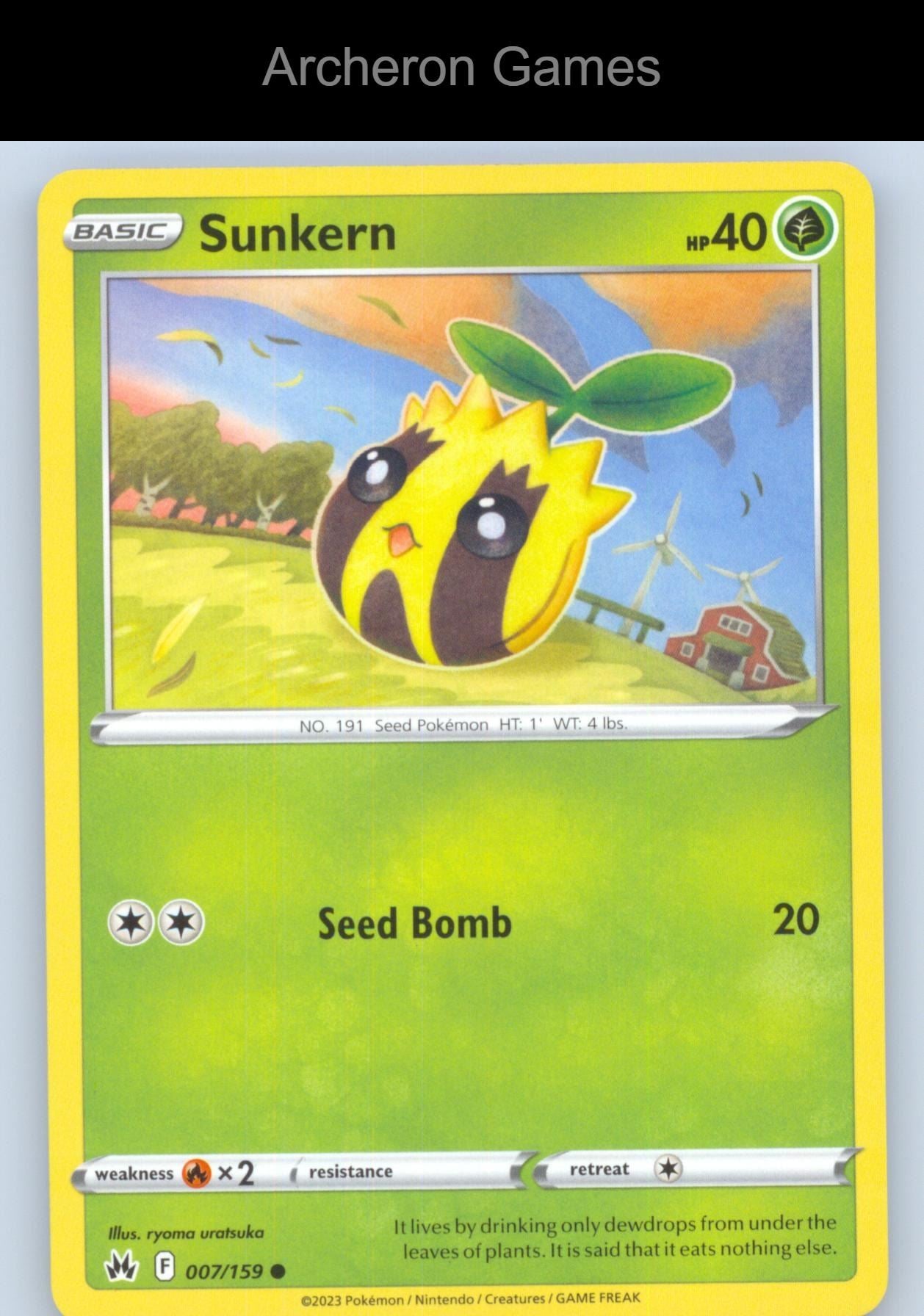 Pokemon Card Sunkern CRZ 007/159 C Crown Zenith