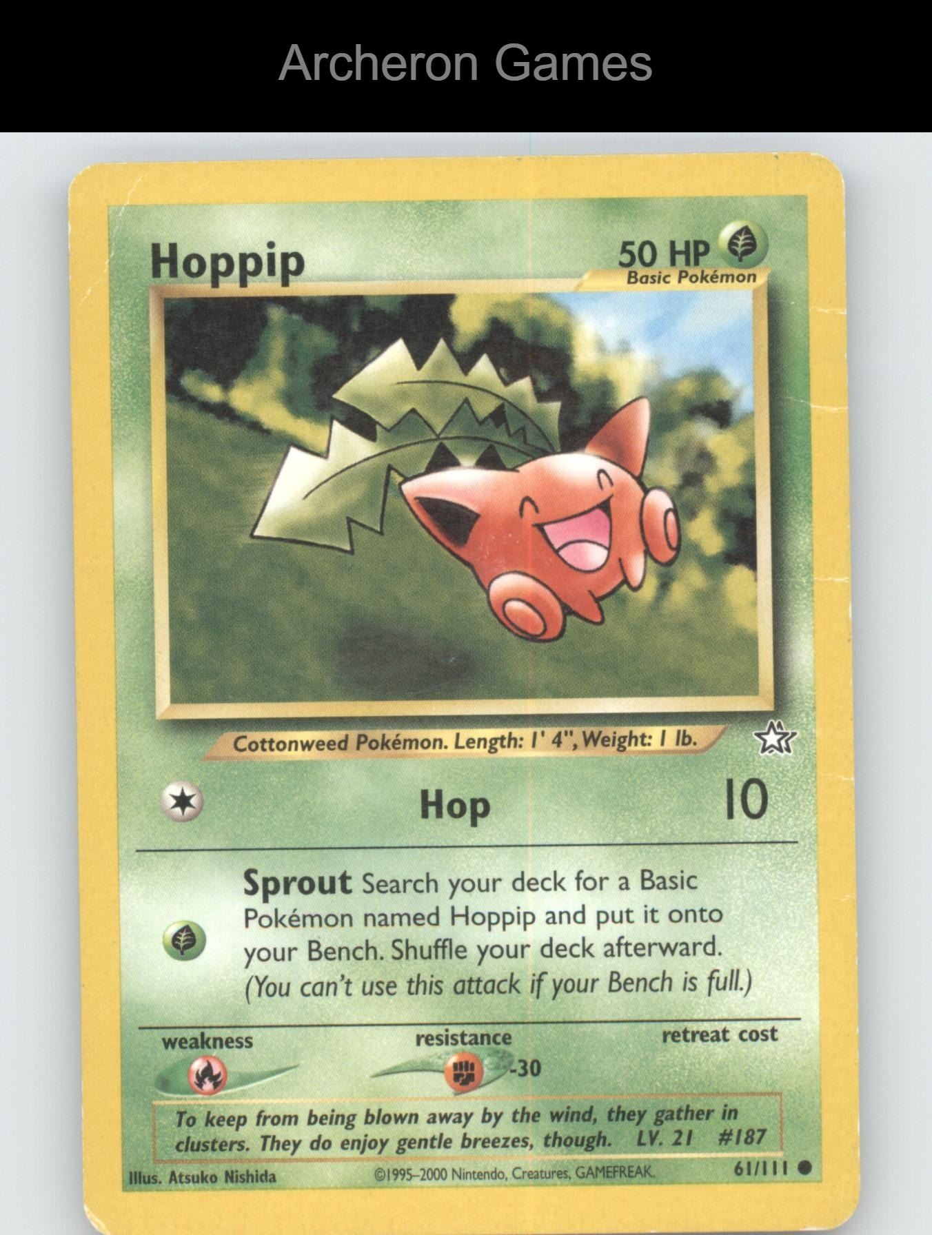 Pokemon Card Hoppip N1 61/111 C Neo Genesis Unlimited