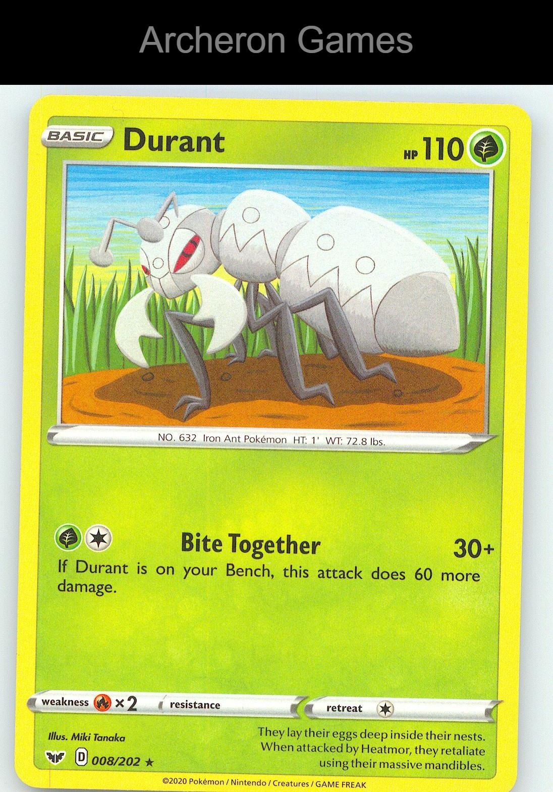 Pokemon Card Durant SSH 008/202 R Sword & Shield