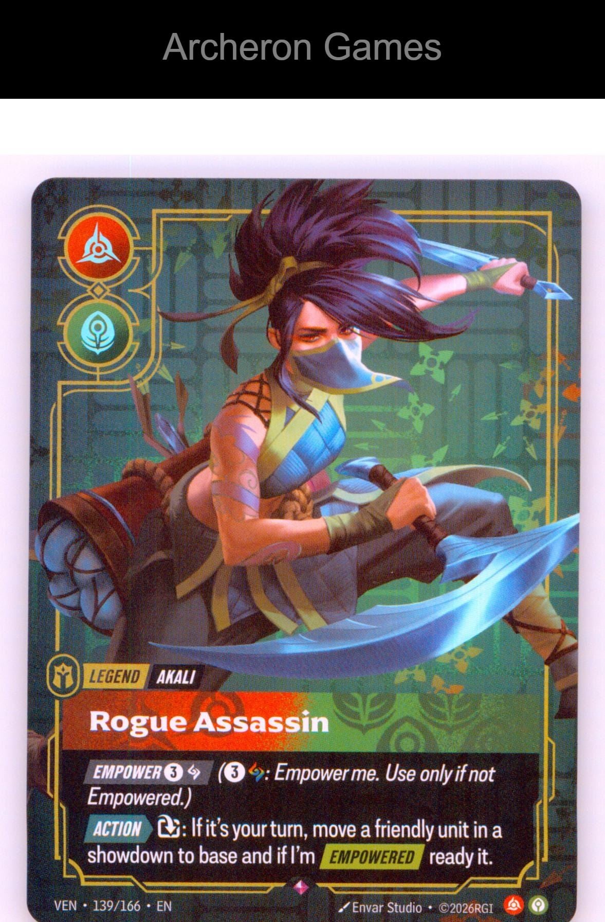 Akali - Rogue Assassin VEN 139/166 R Vendetta Riftbound Card