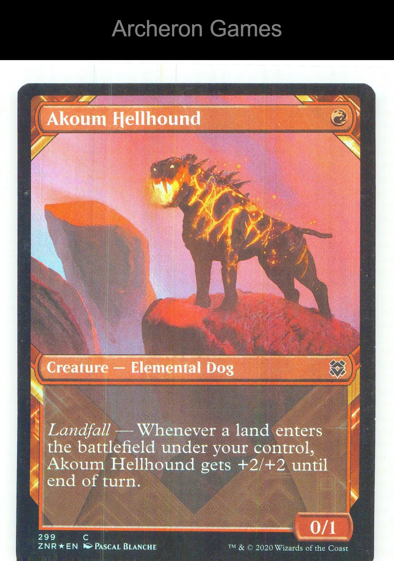 Akoum Hellhound (Showcase) ZNR 299 C MTG Card NM/EX+ Foil