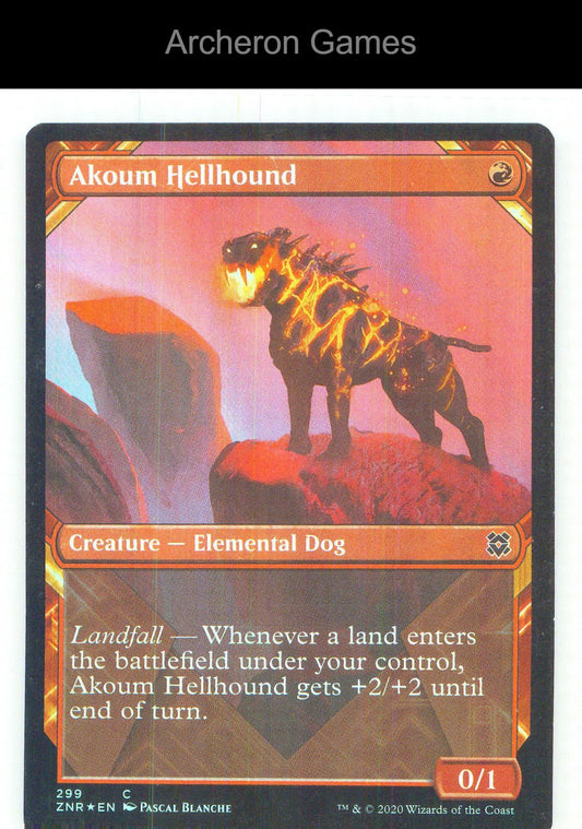 Akoum Hellhound (Showcase) ZNR 299 C MTG Card NM/EX+ Foil