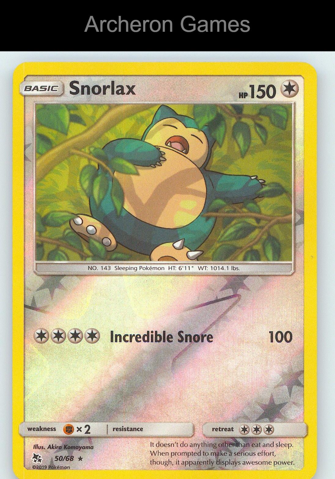 Pokemon Card Snorlax HIF 50/68 R Hidden Fates Reverse Holo