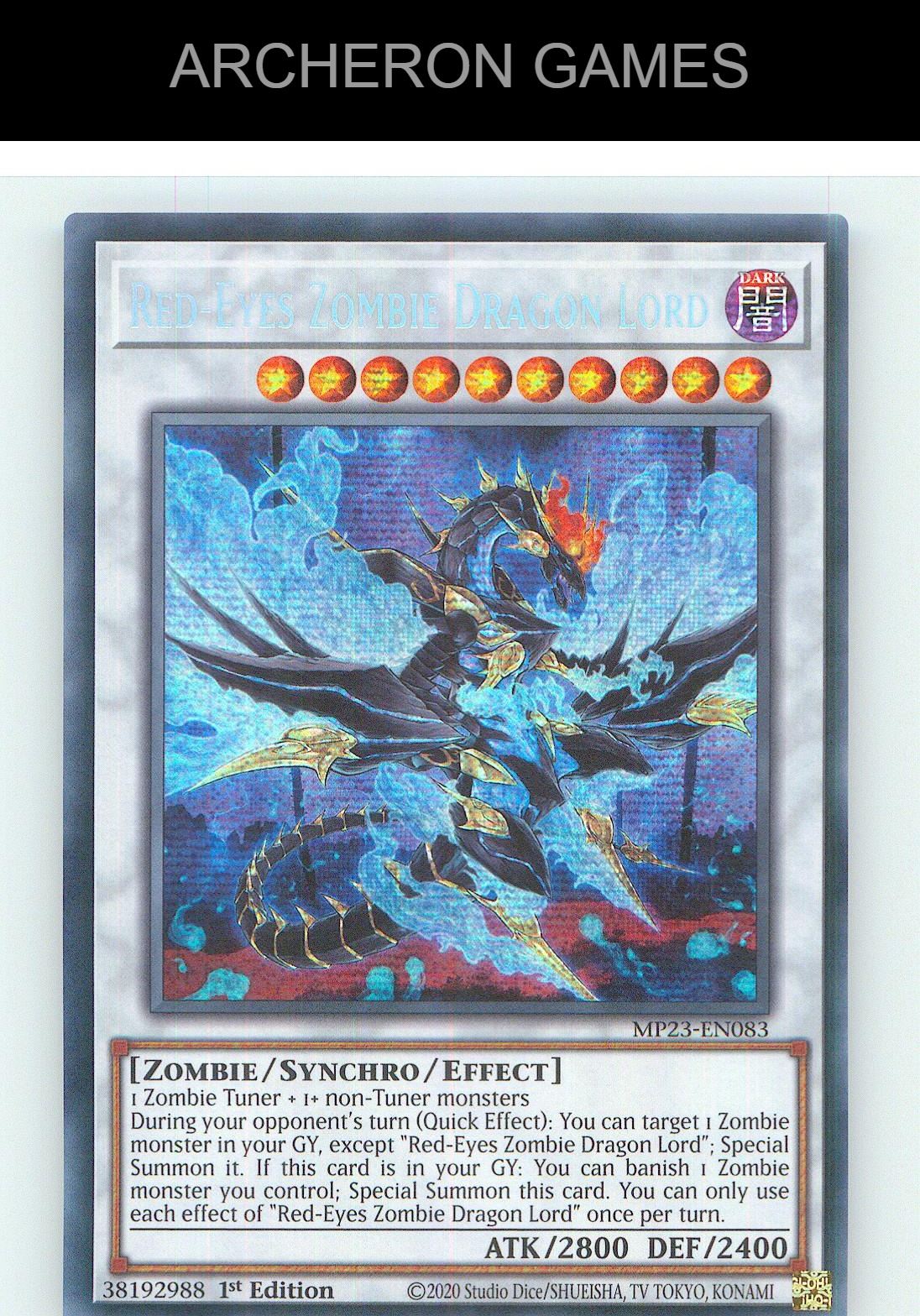 Red-Eyes Zombie Dragon Lord Prismatic Secret Rare YUGIOH Card 1st Edition