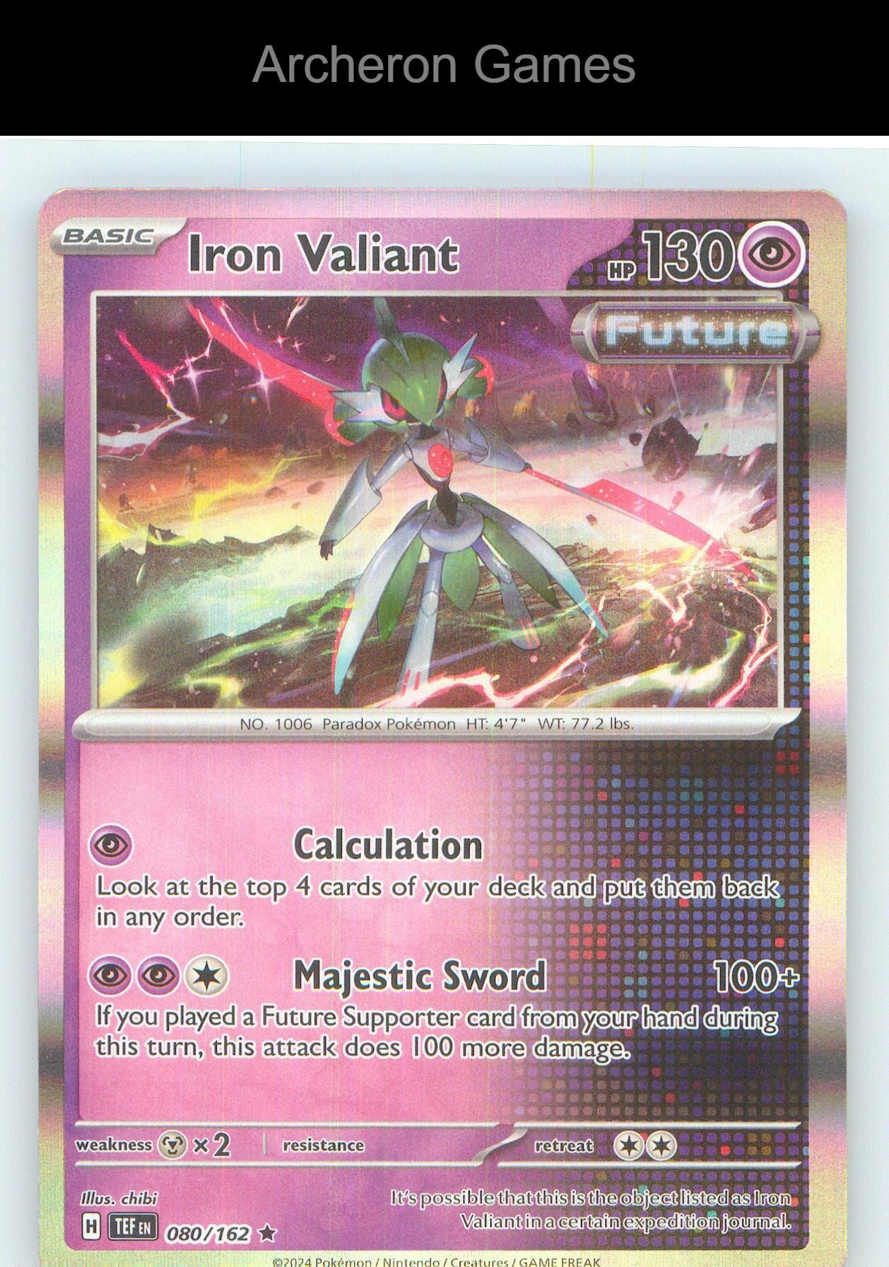 Pokemon Card Iron Valiant TEF 080/162 R Temporal Forces Holo