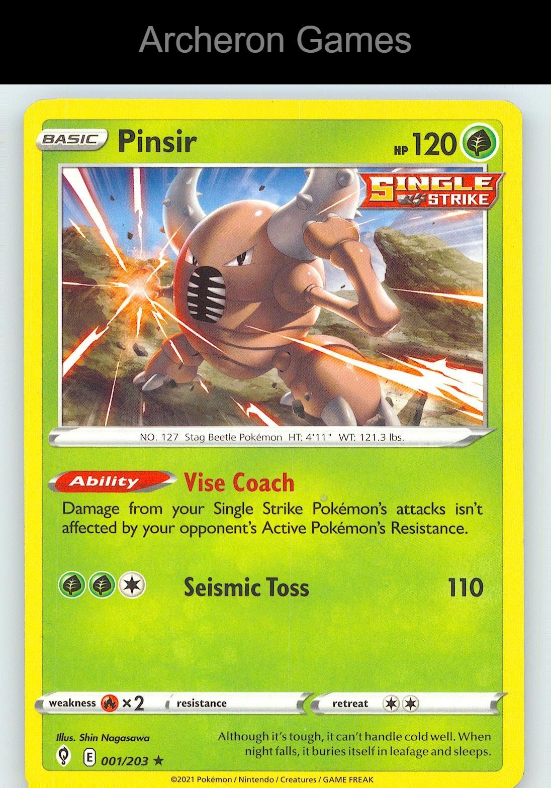 Pokemon Card Pinsir EVS 001/203 R Evolving Skies