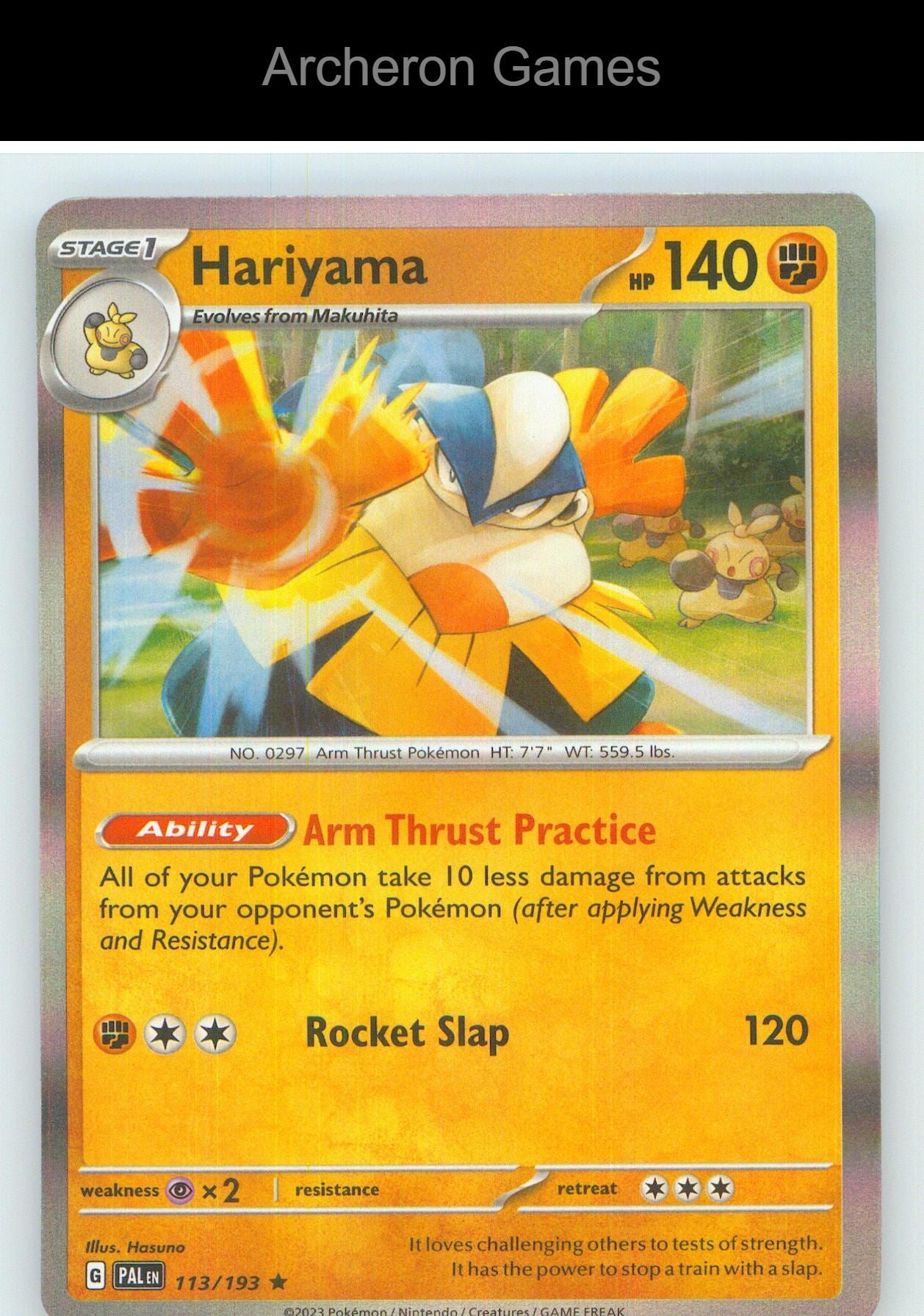 Pokemon Card Hariyama PAL 113/193 R Paldea Evolved Holo