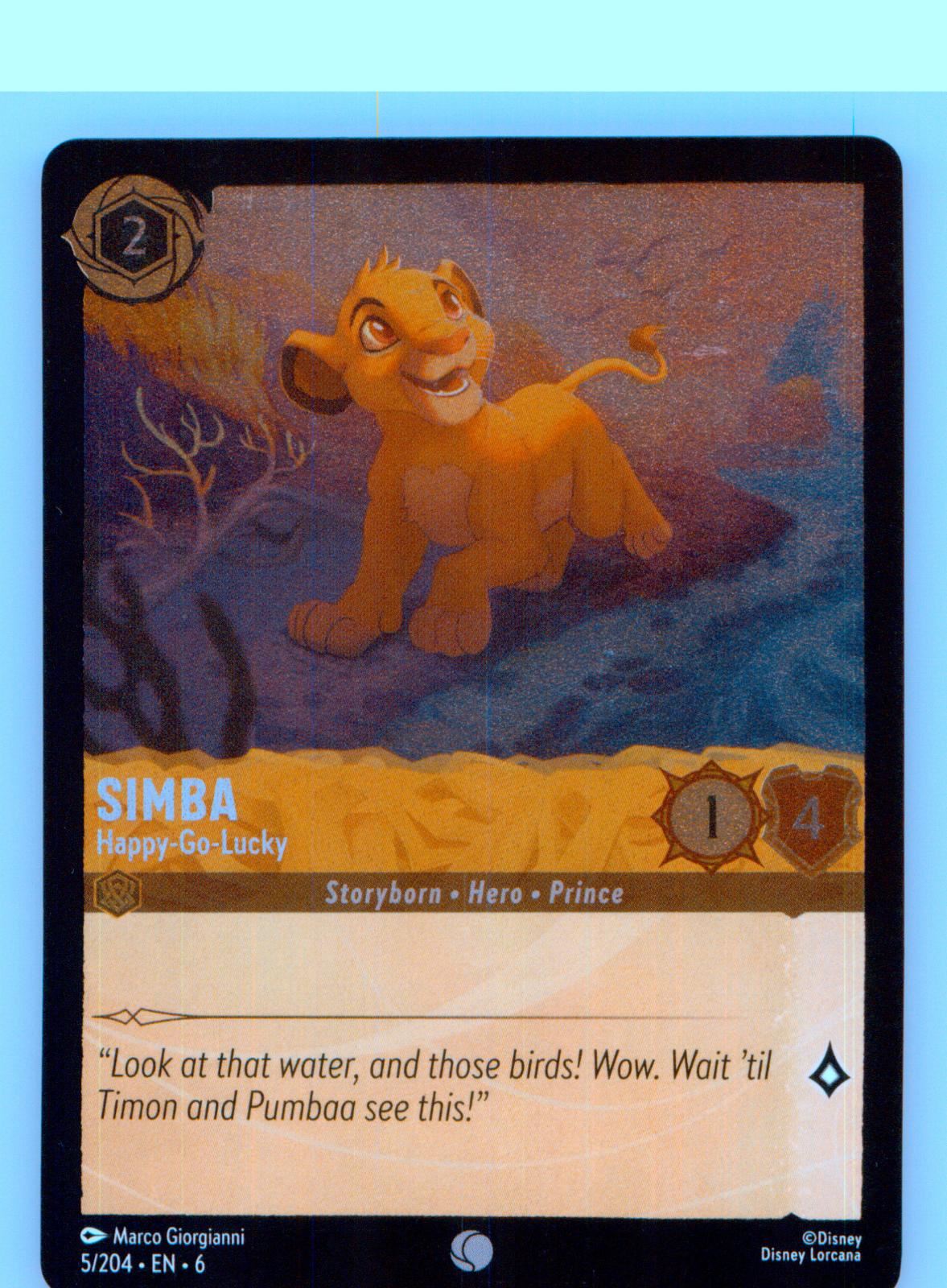 Simba - Happy-Go-Lucky 5/204 Common Azurite Sea Lorcana Cold Foil Near Mint