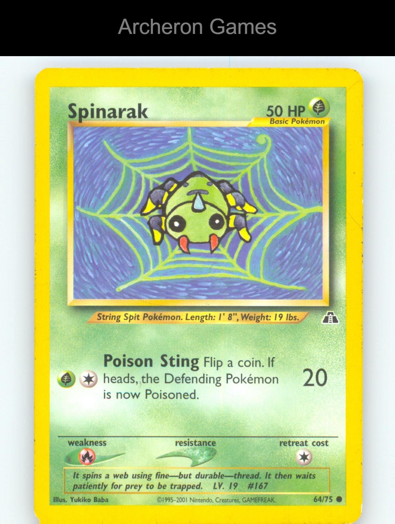 Pokemon Card Spinarak N2 64/75 C Neo Discovery Unlimited