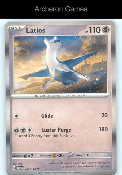Pokemon Card Latios PAR 073/182 R Paradox Rift Holo