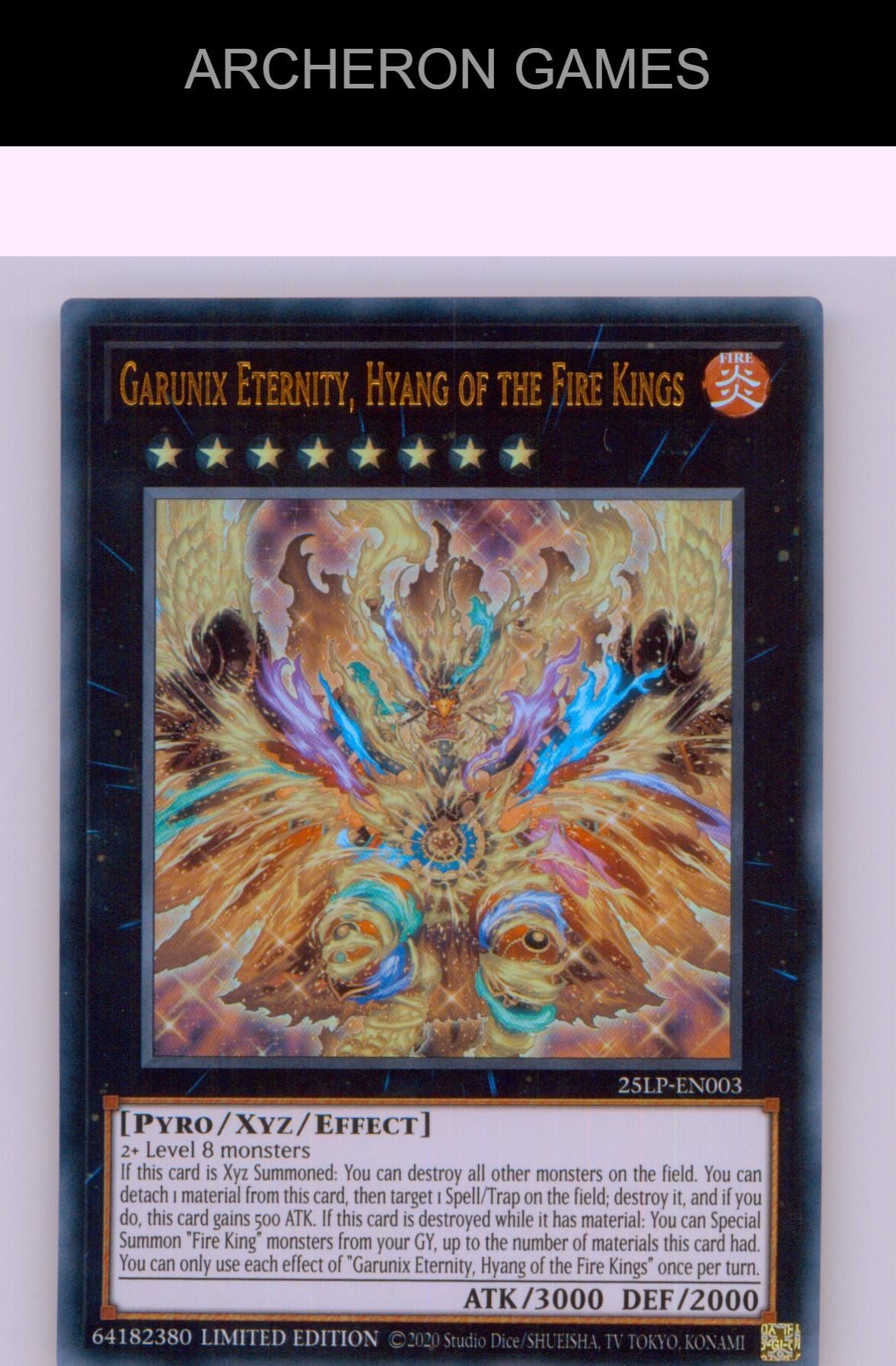 Garunix Eternity, Hyang of the Fire Kings Ultra Rare YUGIOH Card Limited