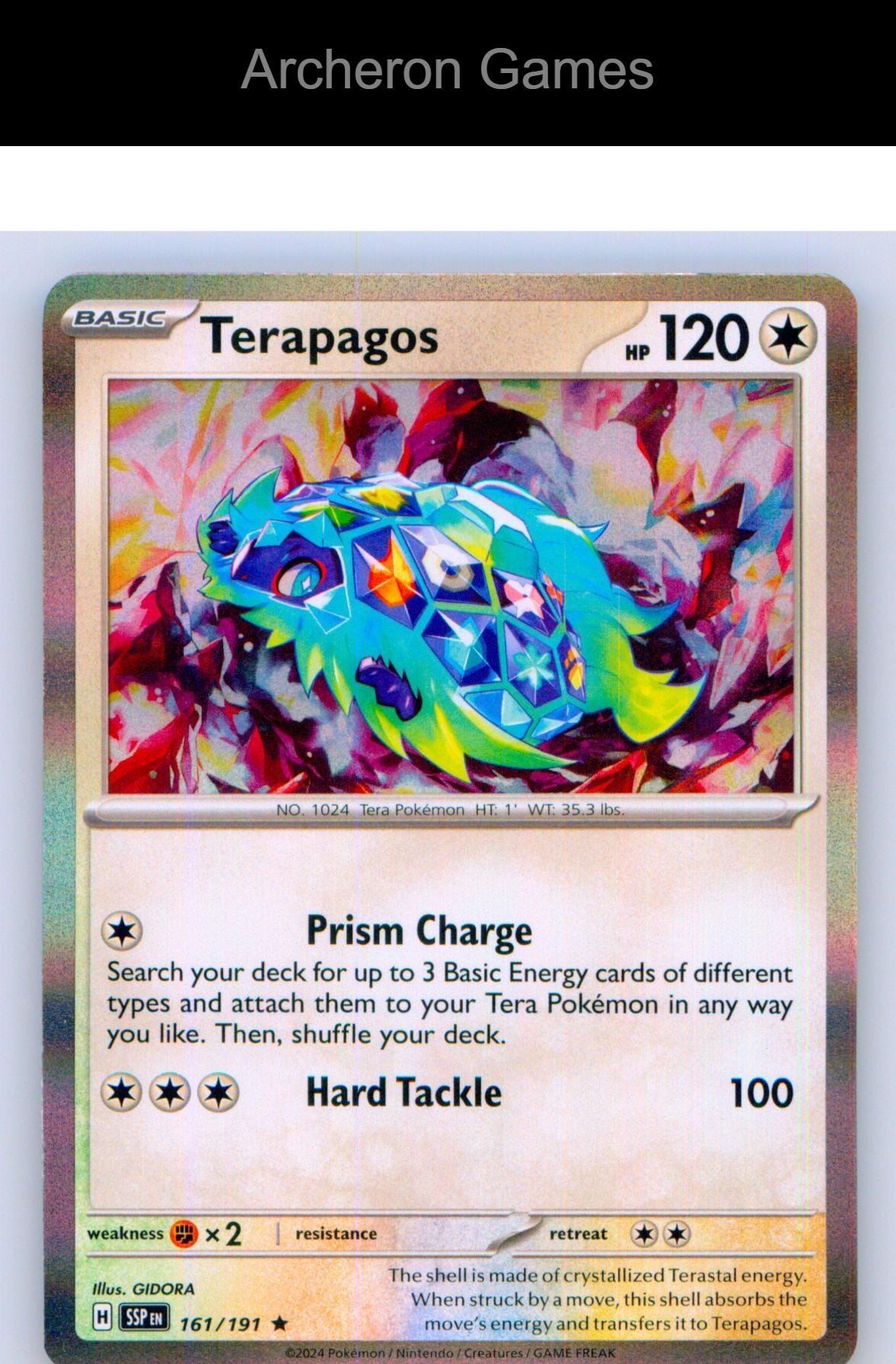 Pokemon Card Terapagos SSP 161/191 R Surging Sparks Holo