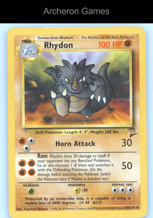 Pokemon Card Rhydon B2 59/130 UC Base Set 2