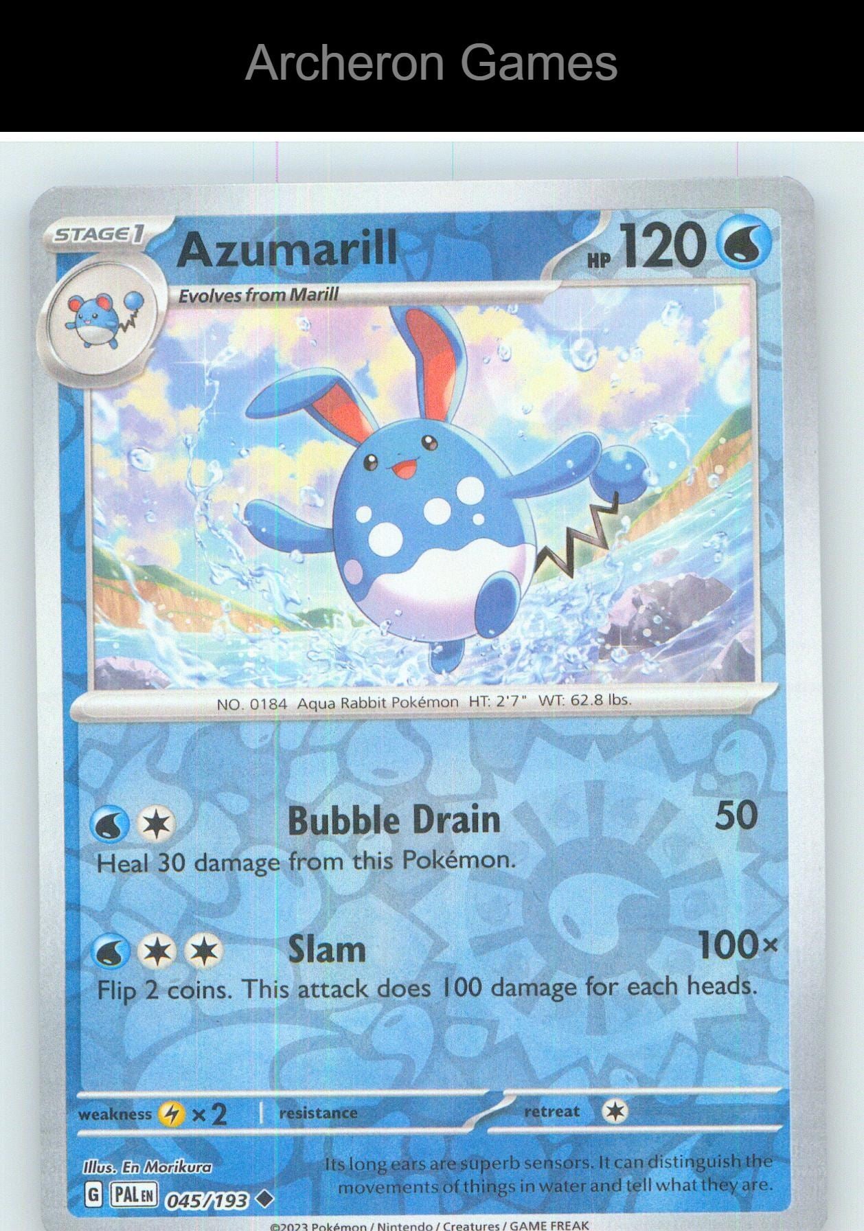 Pokemon Card Azumarill PAL 045/193 UC Paldea Evolved Reverse Holo