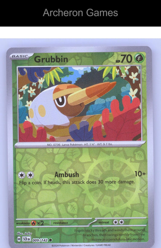 Pokemon Card Grubbin SCR 9/142 C Stellar Crown Reverse Holo
