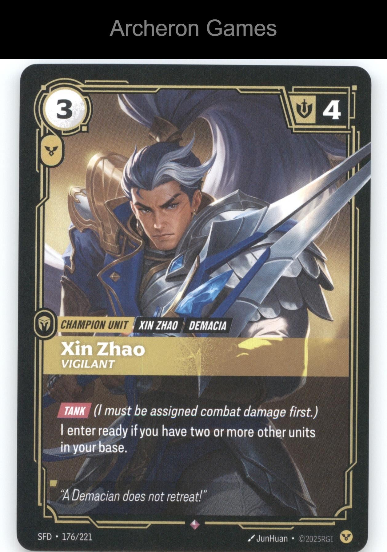 Xin Zhao - Vigilant SFD 176/221 R  Card Spiritforged