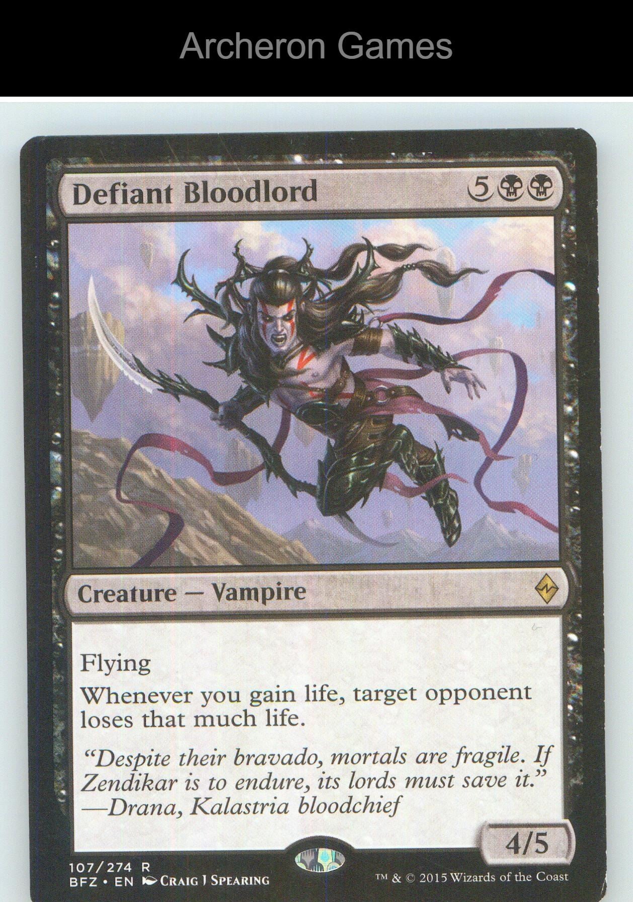 Defiant Bloodlord BFZ 107 R MTG Card NM/EX+
