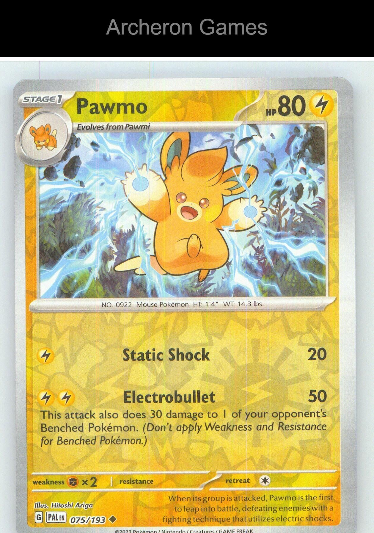 Pokemon Card Pawmo PAL 075/193 UC Paldea Evolved Reverse Holo