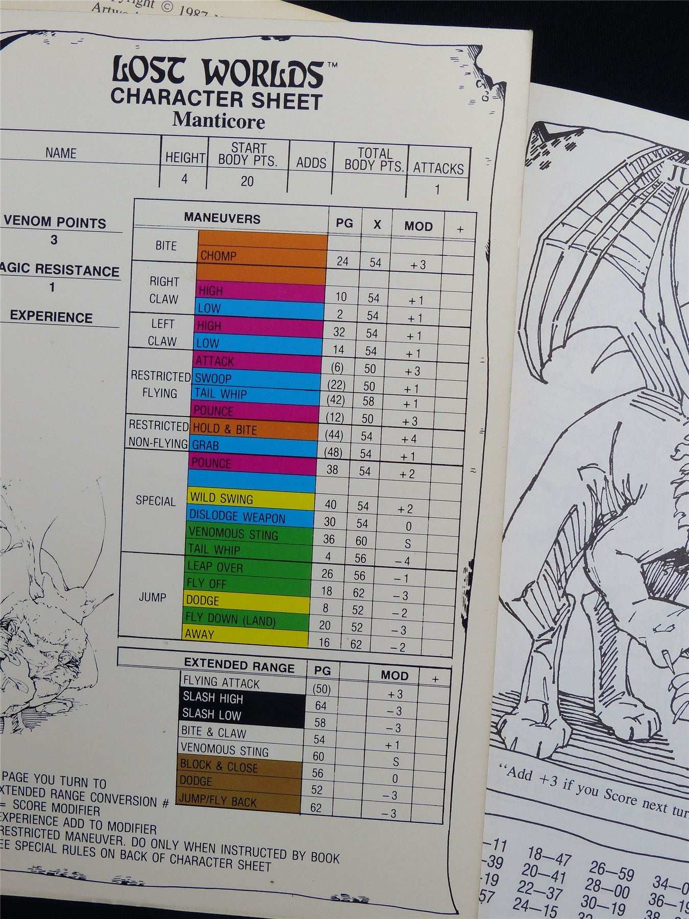 Lost Worlds Fantasy Combat Book Game: Manticore Booklet - Nova Rules Booklet #2VU
