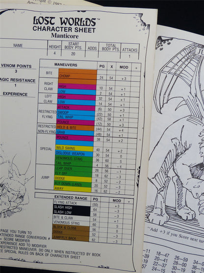 Lost Worlds Fantasy Combat Book Game: Manticore Booklet - Nova Rules Booklet #2VU